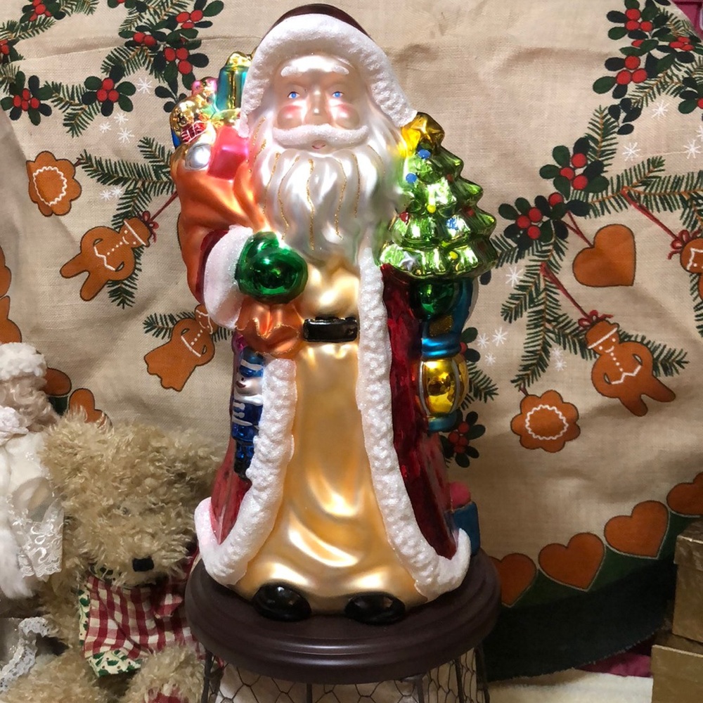 Thomas Pacconi 2004 - 17" x9.25” Mercury Glass Santa 30 year anniversary piece